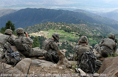 File Photo of U.S. Troops in Afghanistan Atop Ridge Surveying Valley