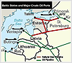 Map of Baltic States Including Major Crude Oil Ports
