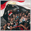 Egypt Crowd of Protesters and Egyptian Flag