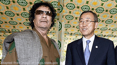 Mouamar Khadafi and Ban Ki-Moon