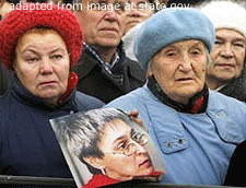 Mourners with Photo of Anna Politkovskaya