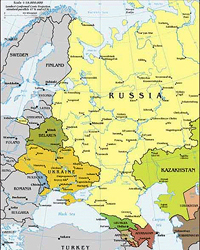 Map Including Portions of Western Russia, CIS, Europe